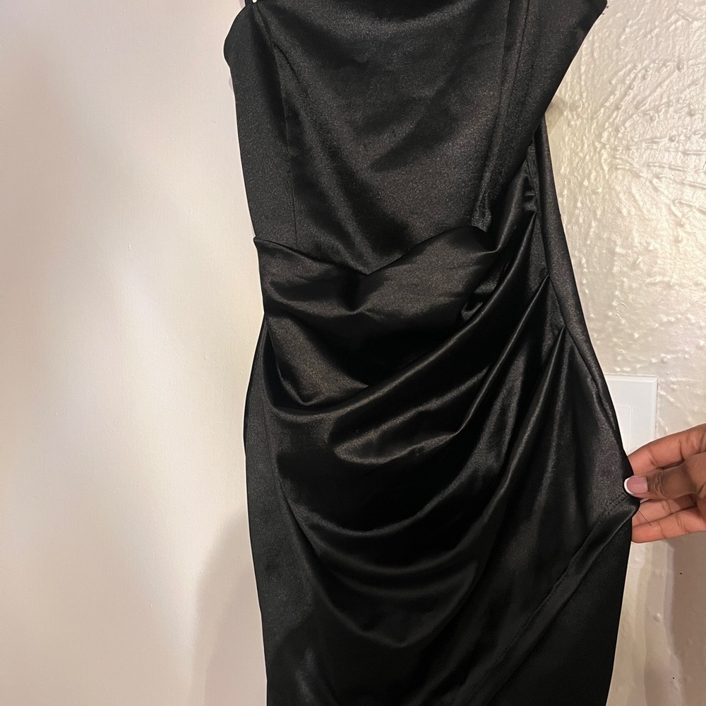 Elegant Black Satin Dress